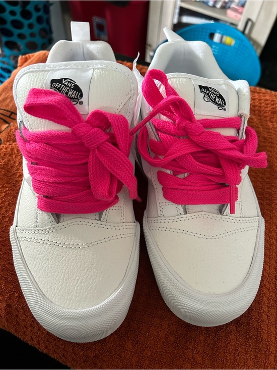 Vans Shoes - White Vans sneakers with pink laces Knu skool men’s 8 or women’s 9.5 new